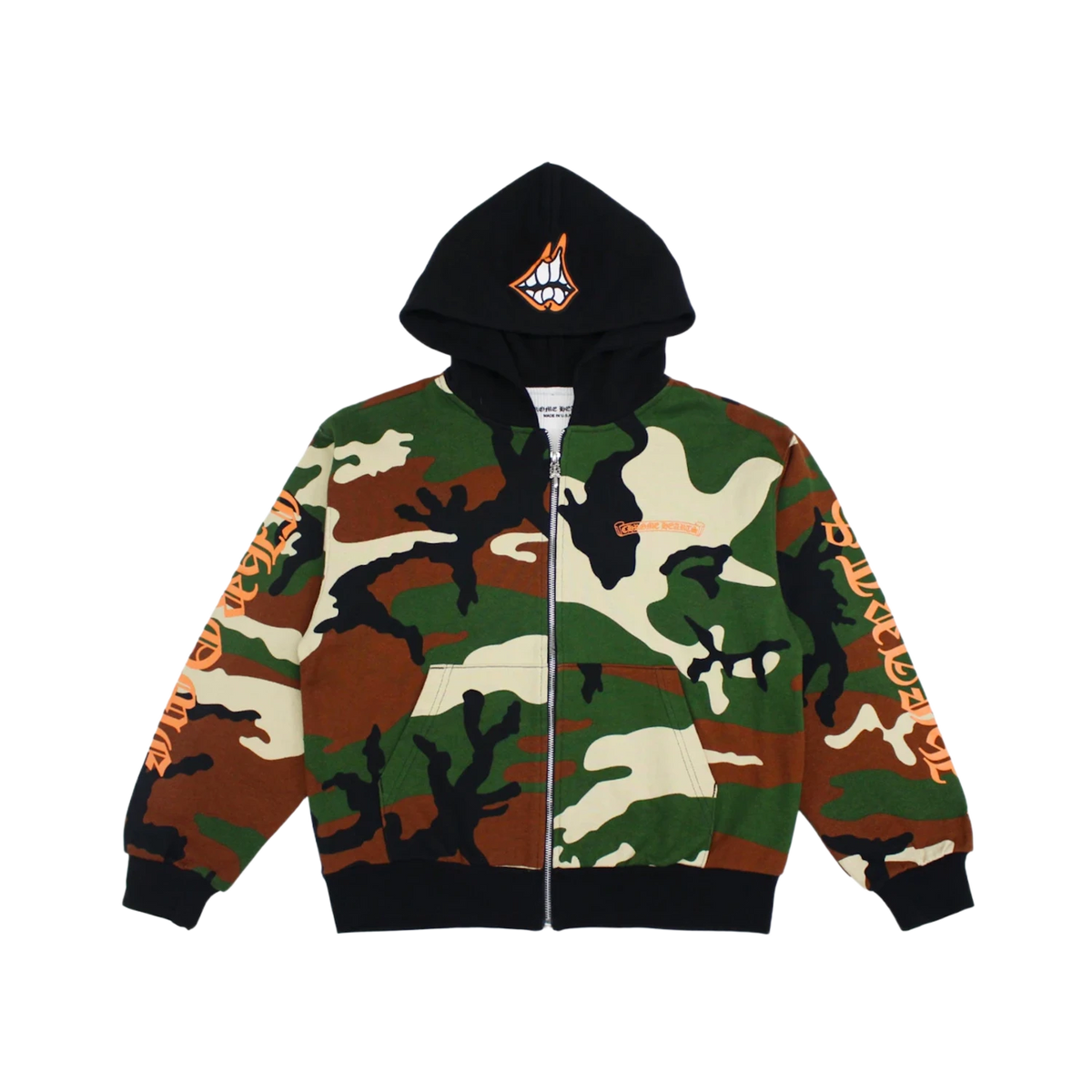Chrome Hearts Matty Boy Caution Thermal Zip Up Hoodie Camo