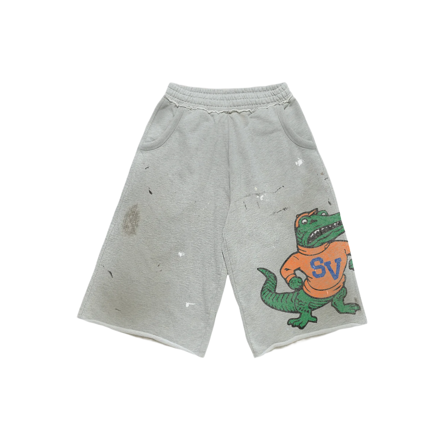 Saint Vanity Gator Long Shorts Grey