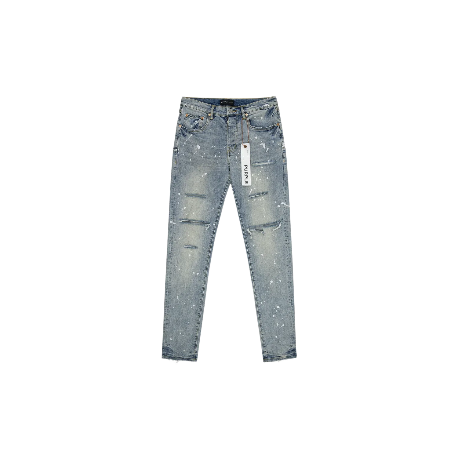 Purple Brand Light Indigo Paint Splatter P001 Jeans