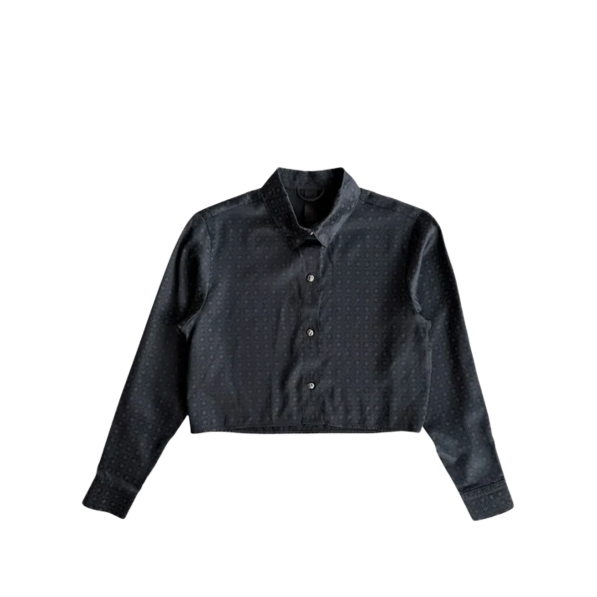 Chrome Hearts Silk Cross Jacquard Women's Button Up Shirt Black