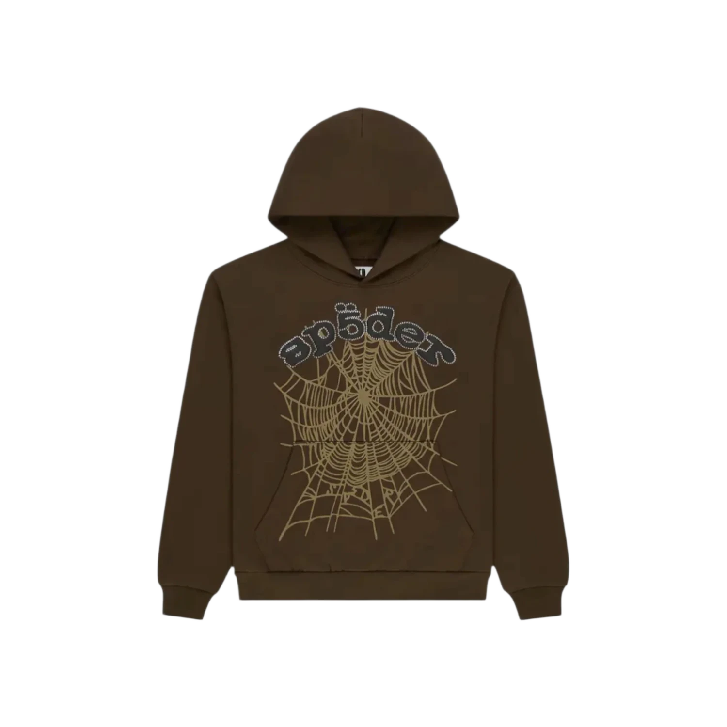 Sp5der OG Web Rhinestone Hoodie Brown