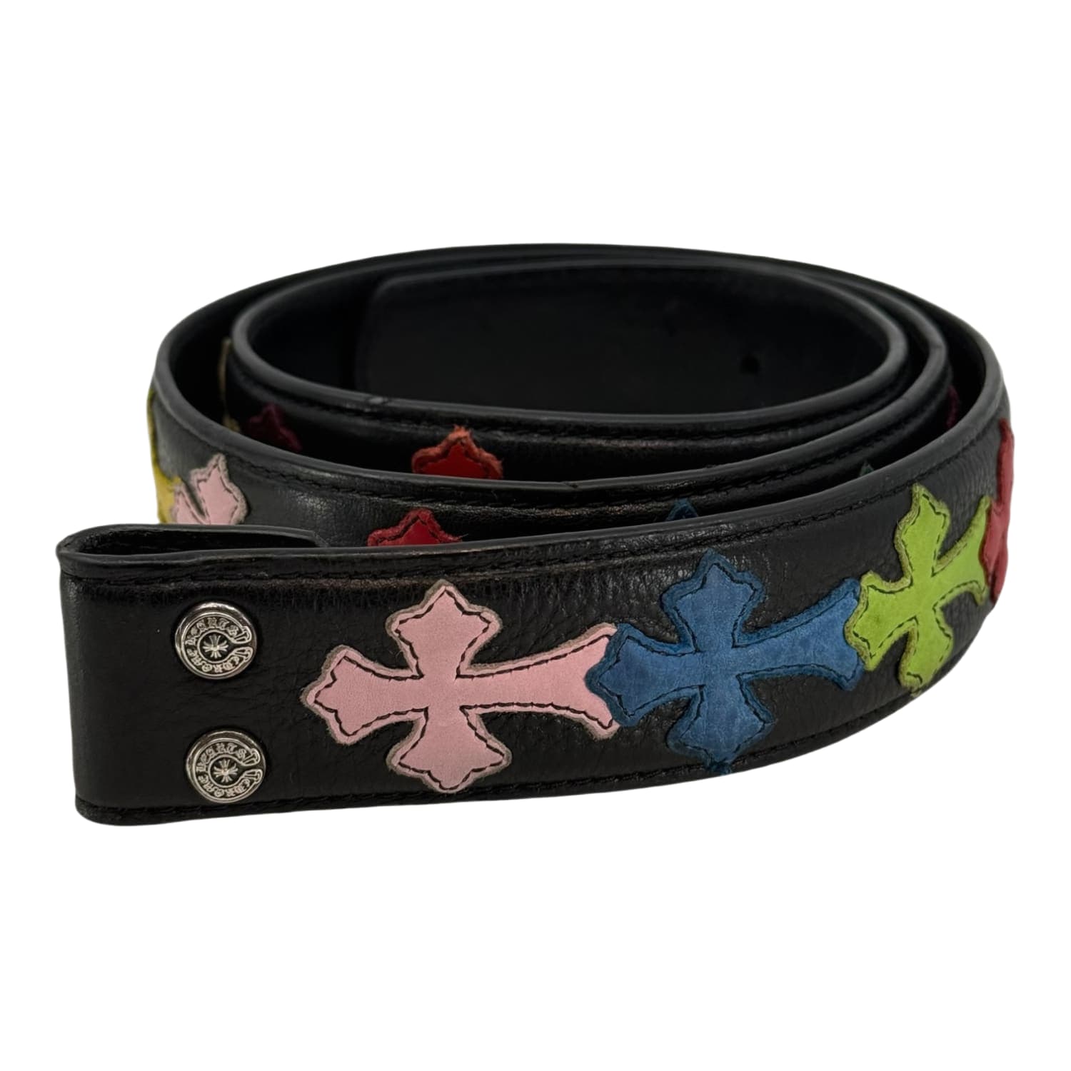 Chrome Hearts Multi Color Cross Patch Cemetery Belt - Size 36