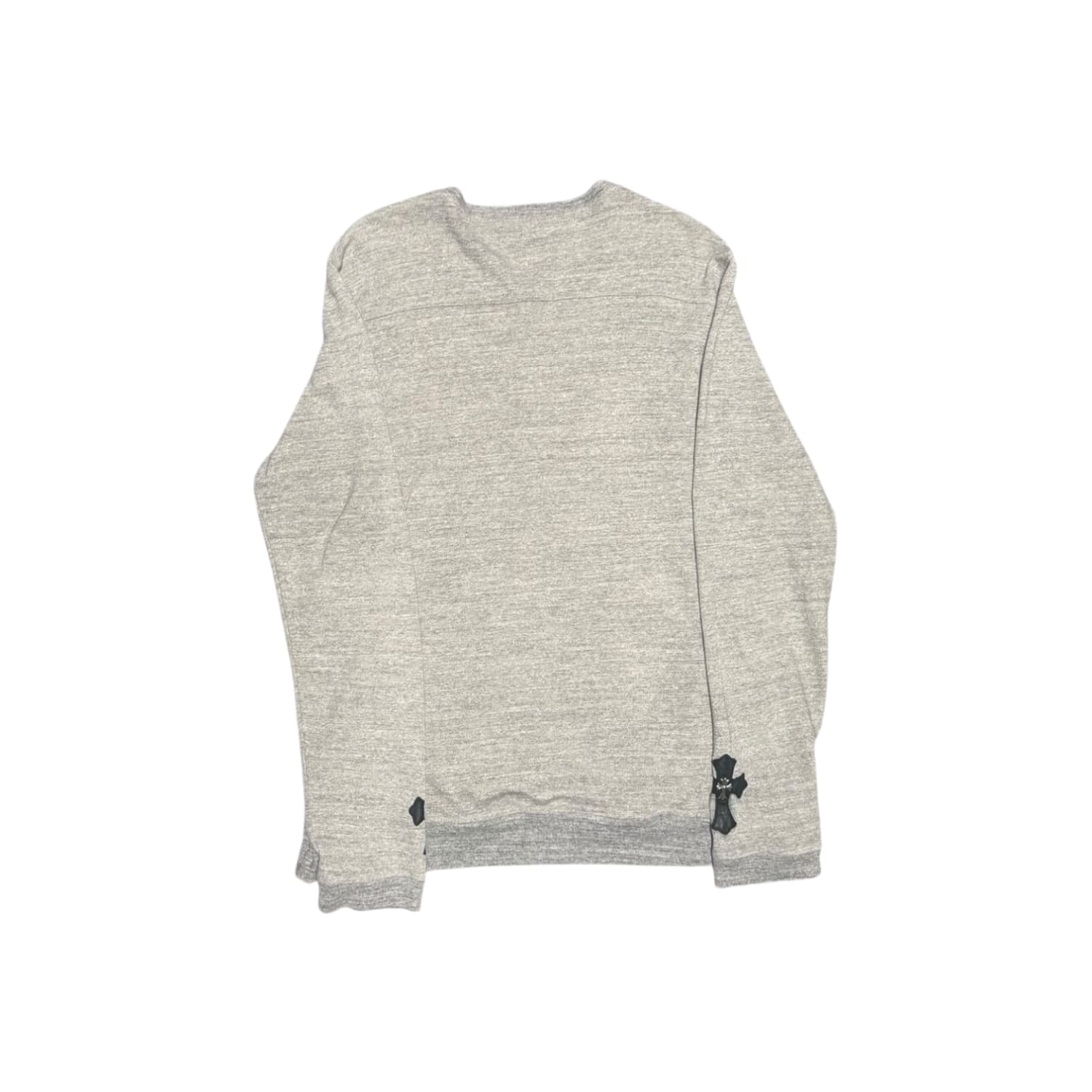 Chrome Hearts Cross Patch Silver Embellished Thermal Henley Grey