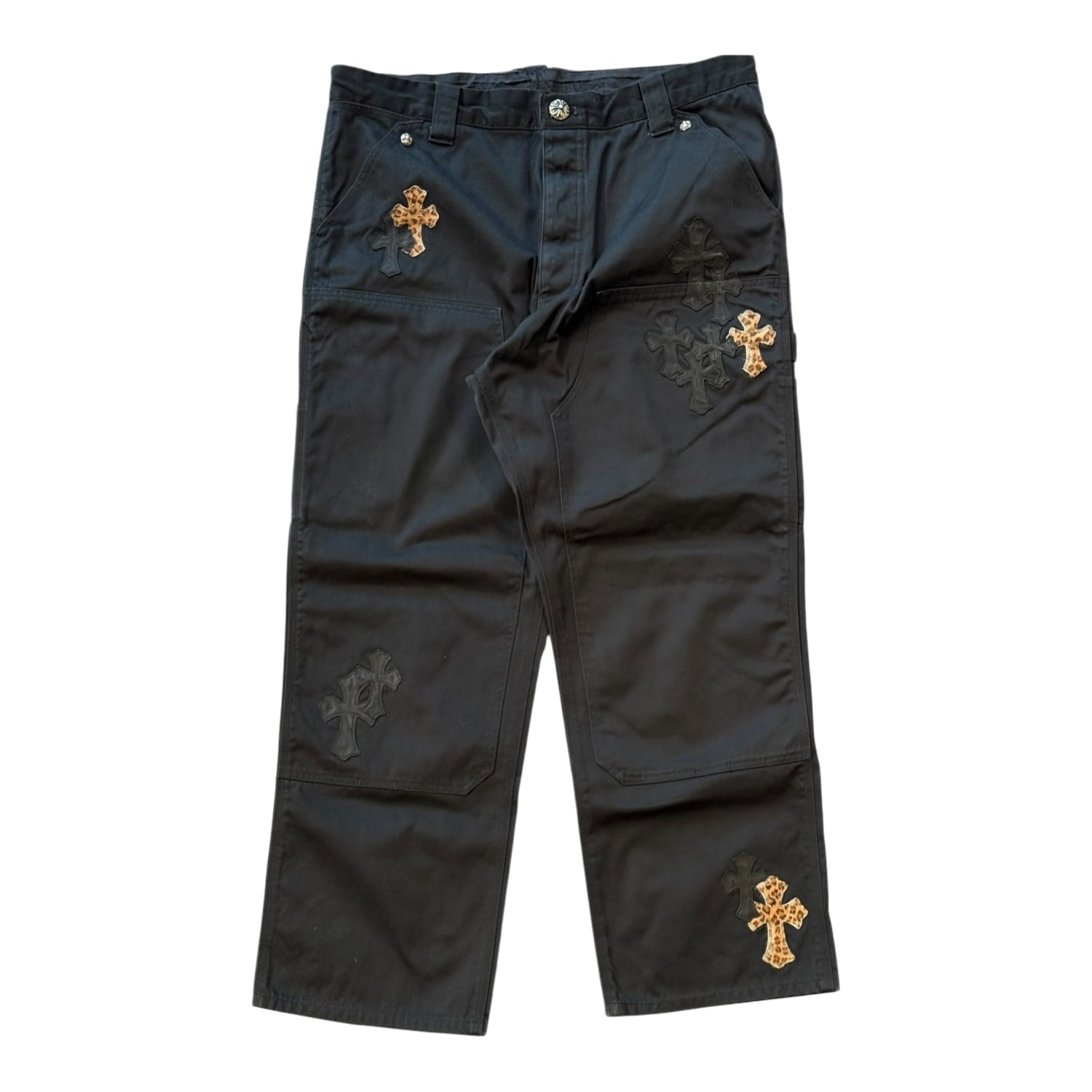 Chrome Hearts Cheetah Cross Patch Double Knee Carpenter Pants