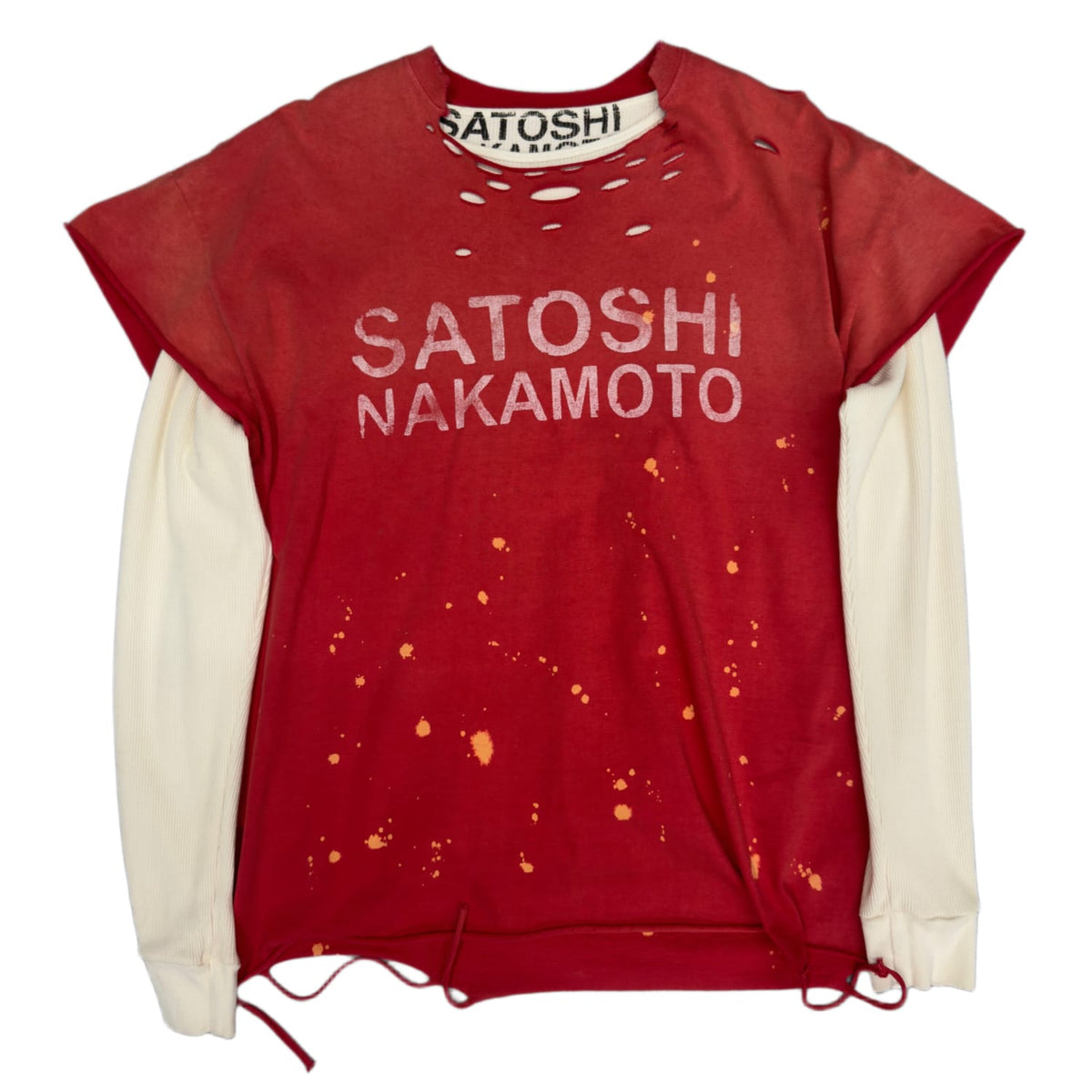 Satoshi Nakamoto Luke Thermal Long Sleeve Tee Shirt Red/White