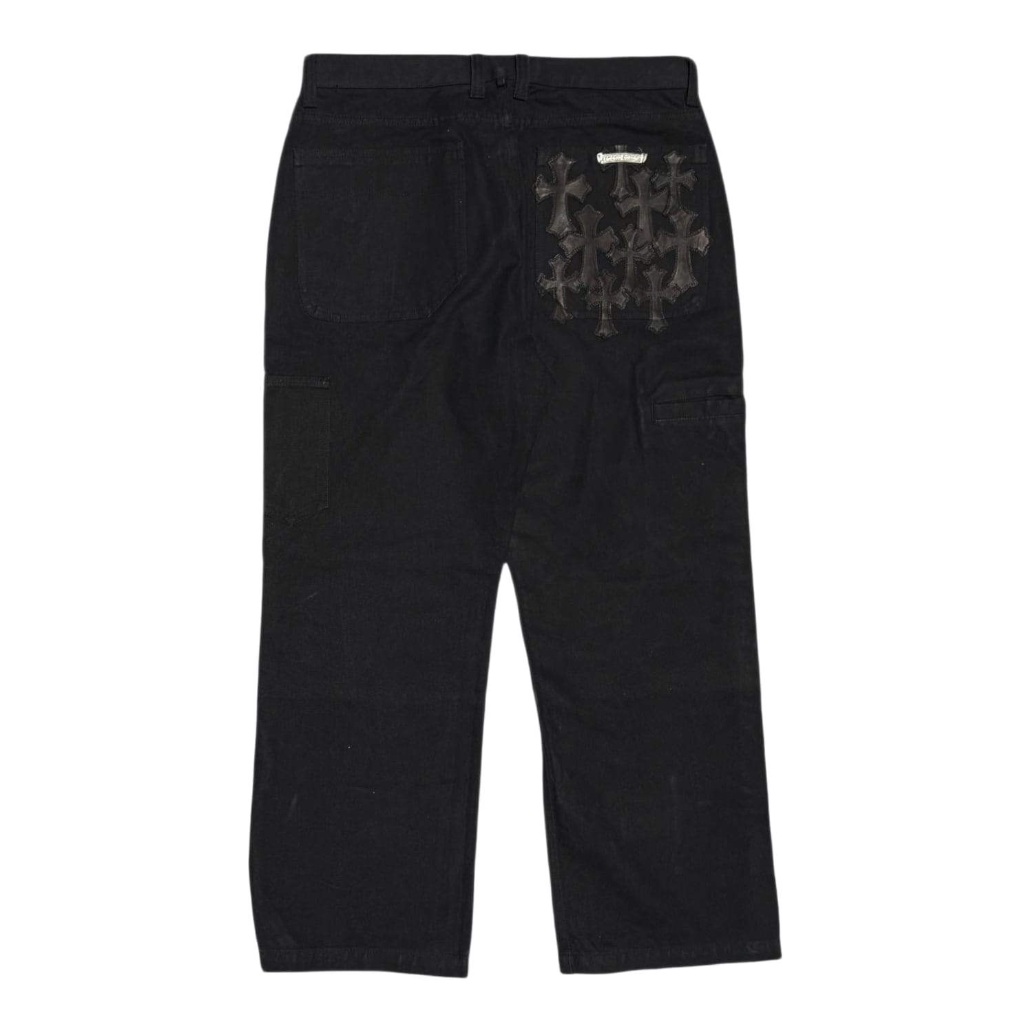 Chrome Hearts Cross Patch Double Knee Carpenter Pants Black