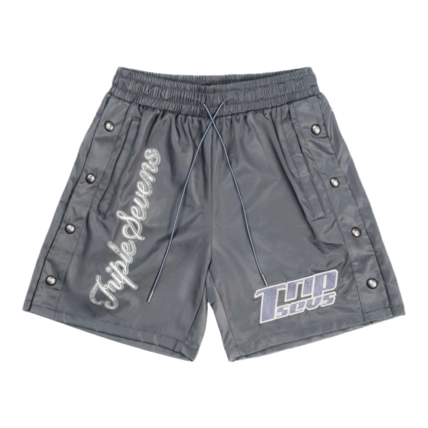 Triple Sevens Nylon Button Up Shorts Grey