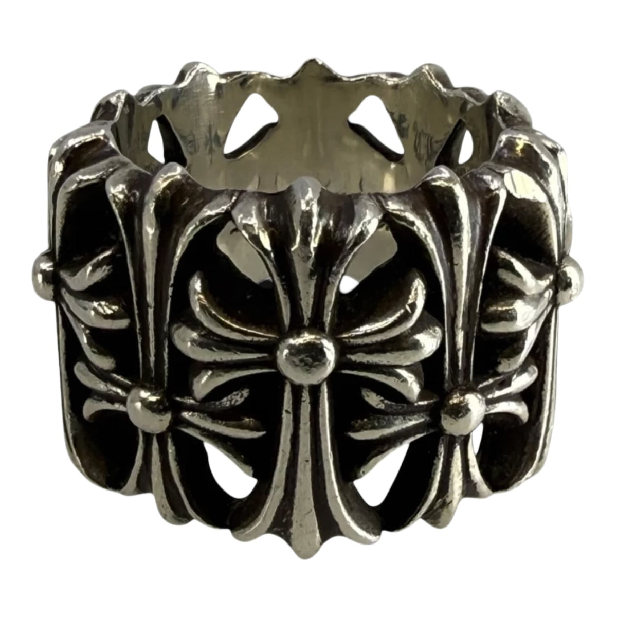 Chrome Hearts Silver Cemetery Cross Ring - US Size 12
