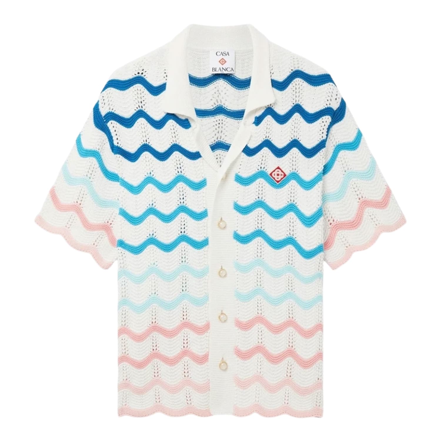 Casablanca Knit Gradient Orange Wave Texture Button Up Shirt