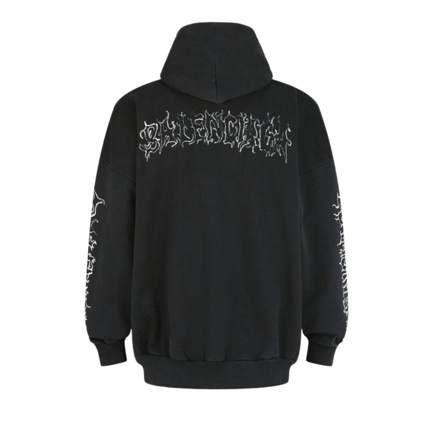 Balenciaga DIY Metal Logo Hoodie Faded Black/White