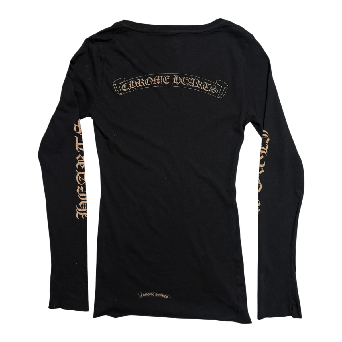 Chrome Hearts Women's Scroll Logo Longsleeve T-Shirt Black/Bronze