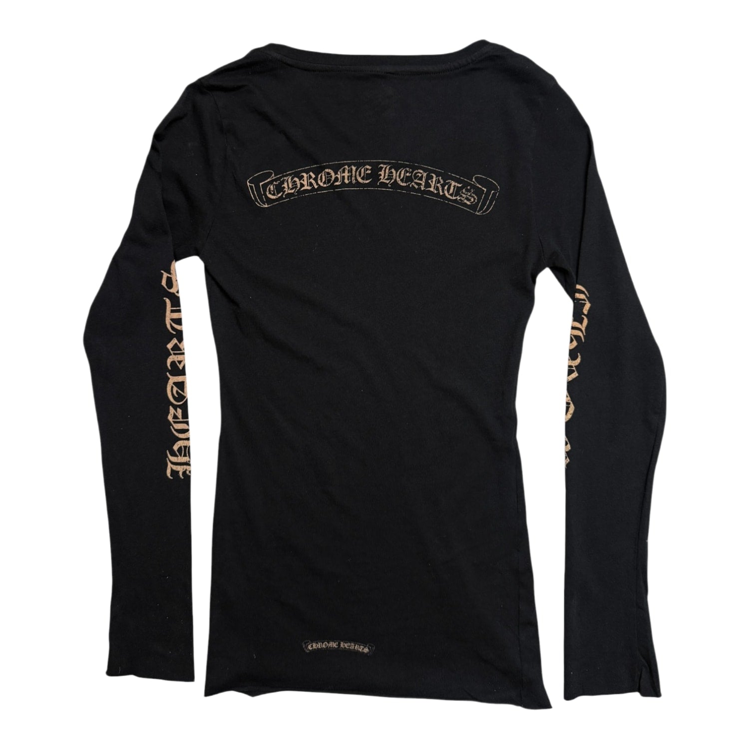 Chrome Hearts Women's Scroll Logo Longsleeve T-Shirt Black/Bronze