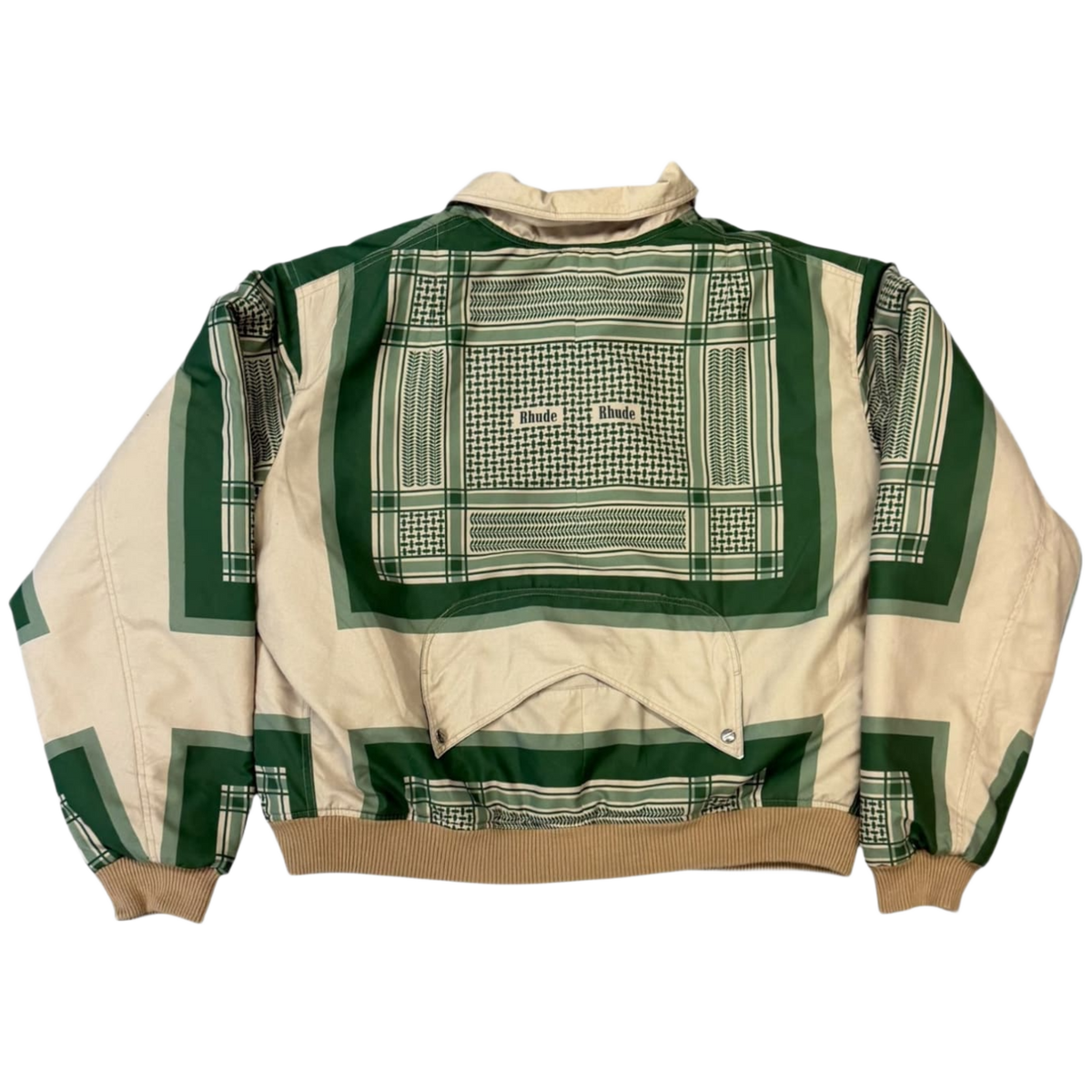 Rhude Green Plaid Printed Trucker Bomber Jacket