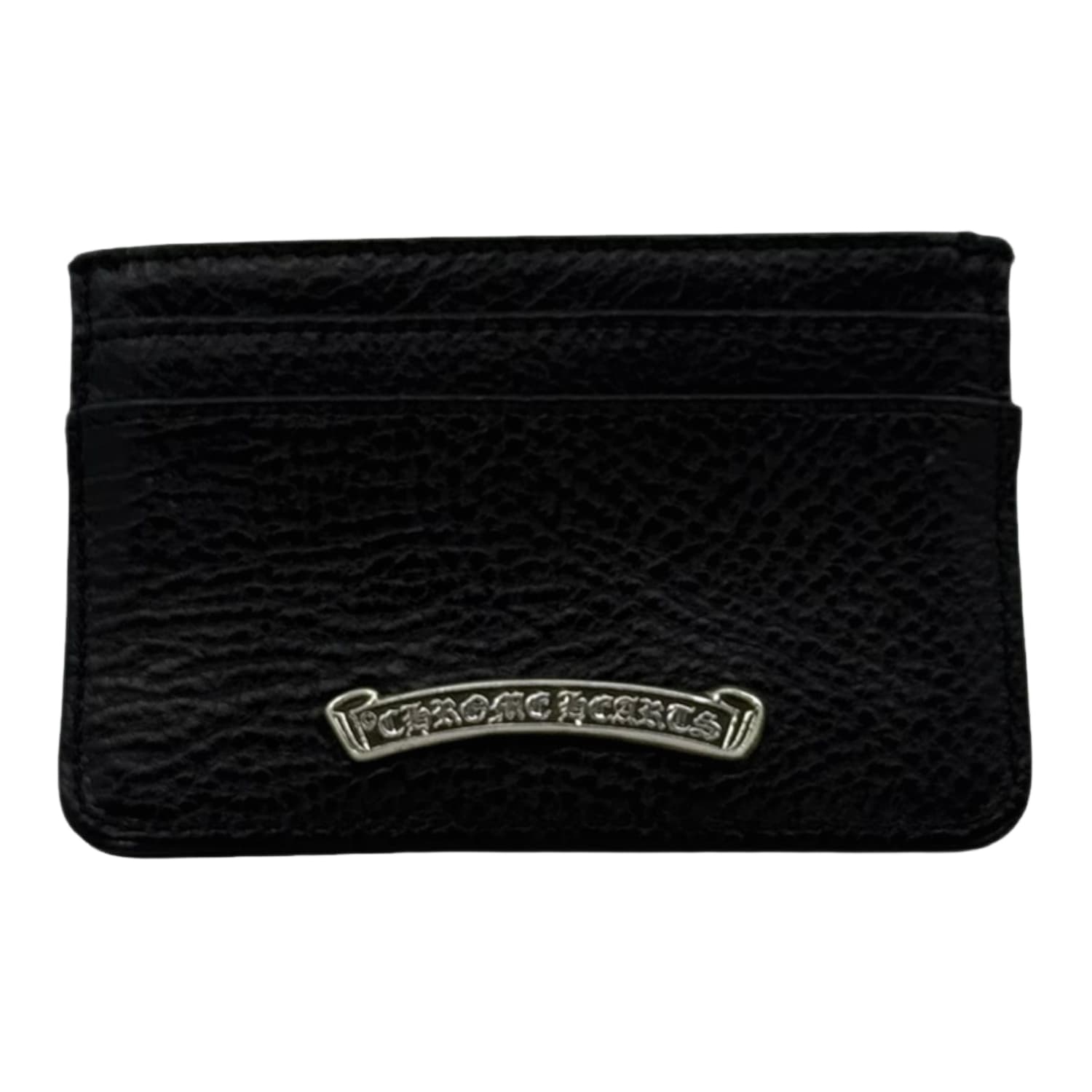 Chrome Hearts Leather Scroll Card Holder Black
