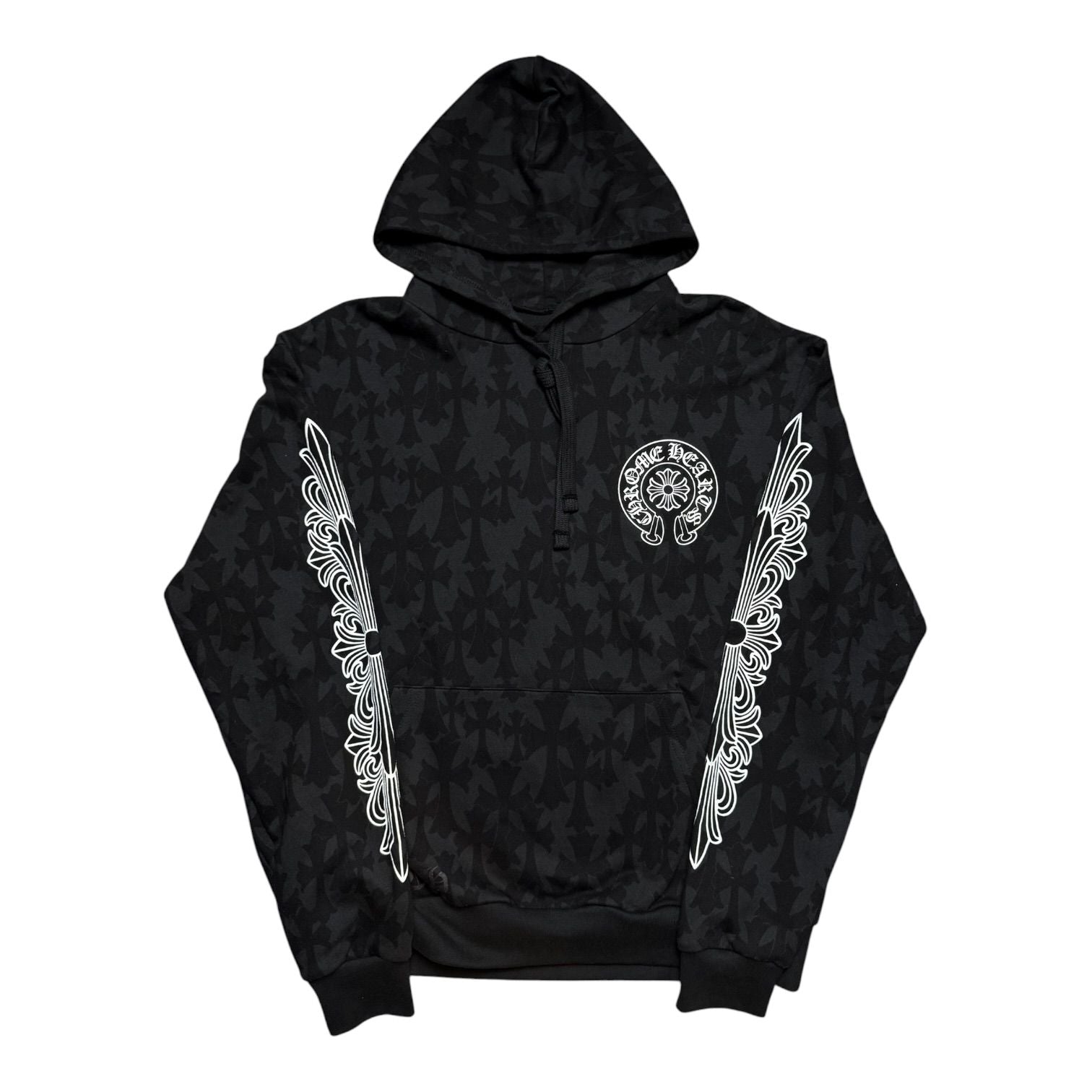 Chrome Hearts Floral Cemetery Monogram Scroll Logo Hoodie Black