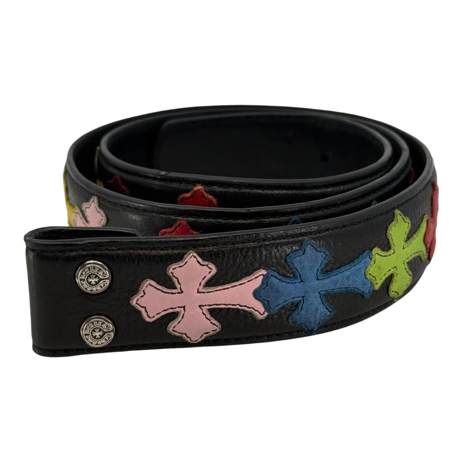 Chrome Hearts Multi Color Leather Cross Patch Belt Strap - Size 36