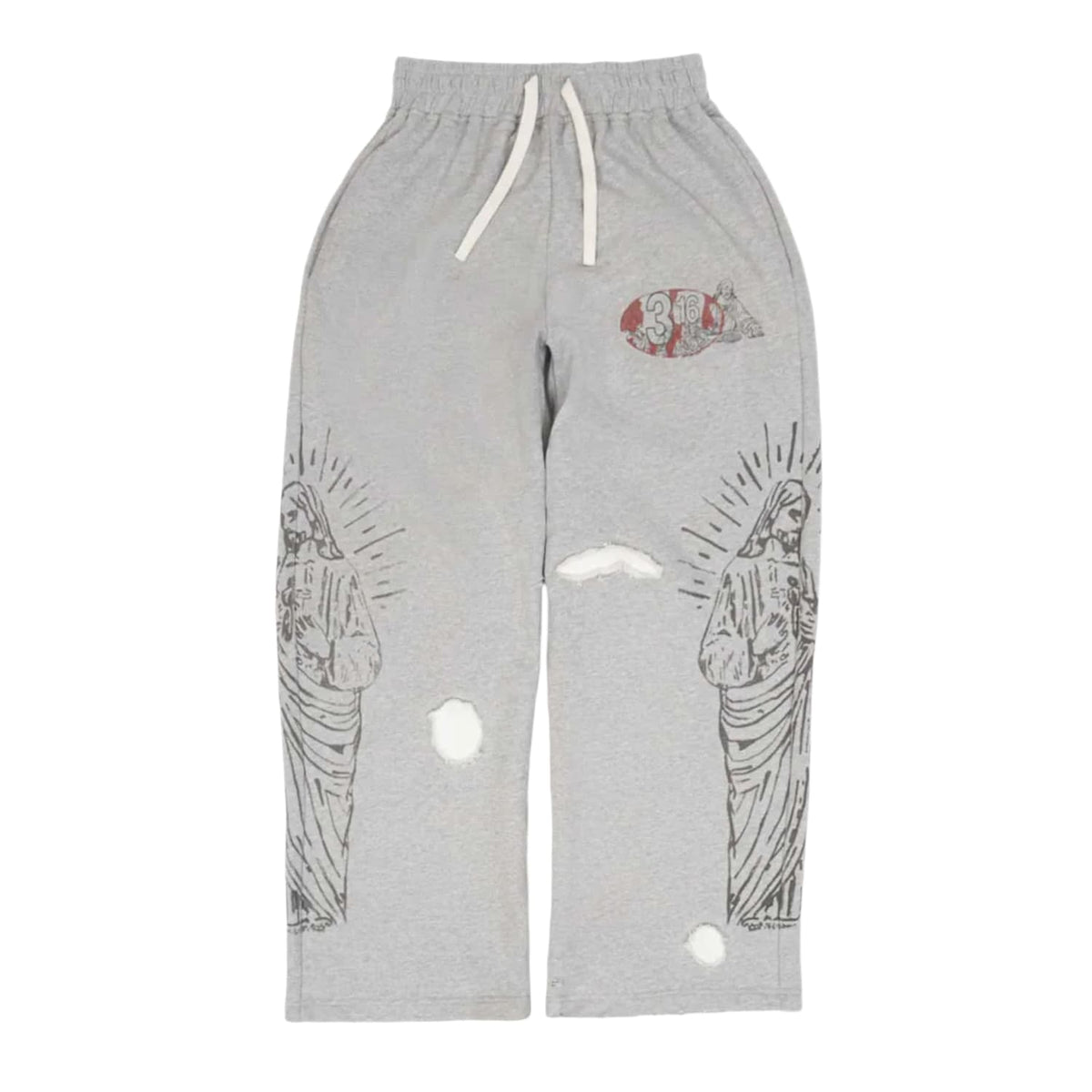 Righteous 3:16 Distressed Sweatpants Grey