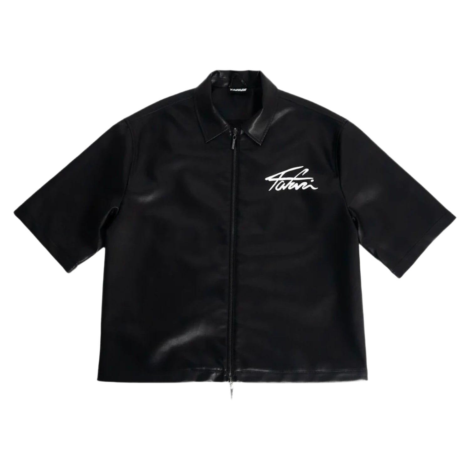 Tafari Leather Zip Shirt Black