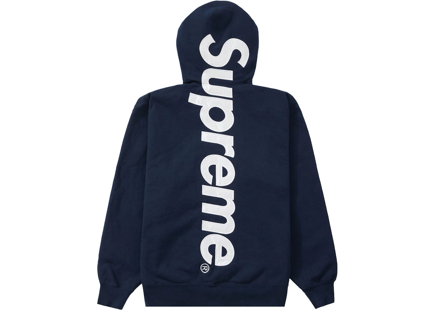 Supreme Satin Applique Hooded Sweatshirt (SS26) Washed Navy