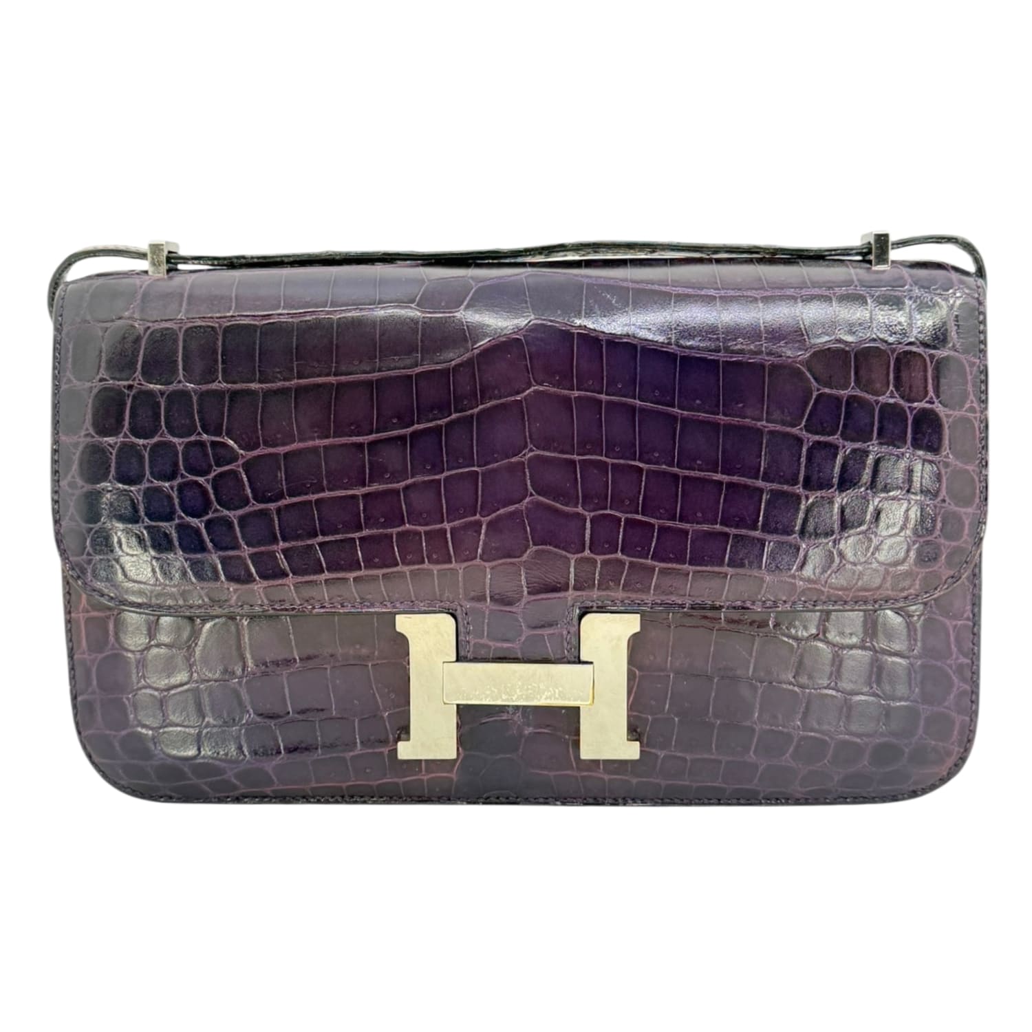 Hermes Constance Elan25 Amethyst Nilo Croc Shiny Palladium Hardware