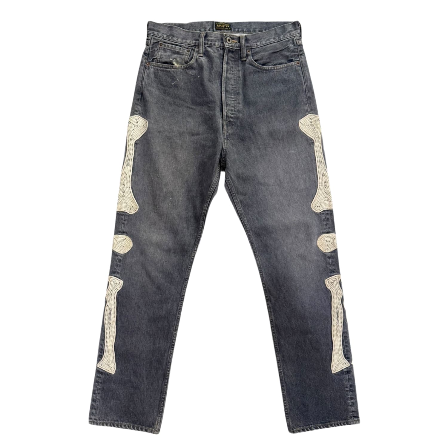 Kapital Bone Embroidered Denim Pants Black