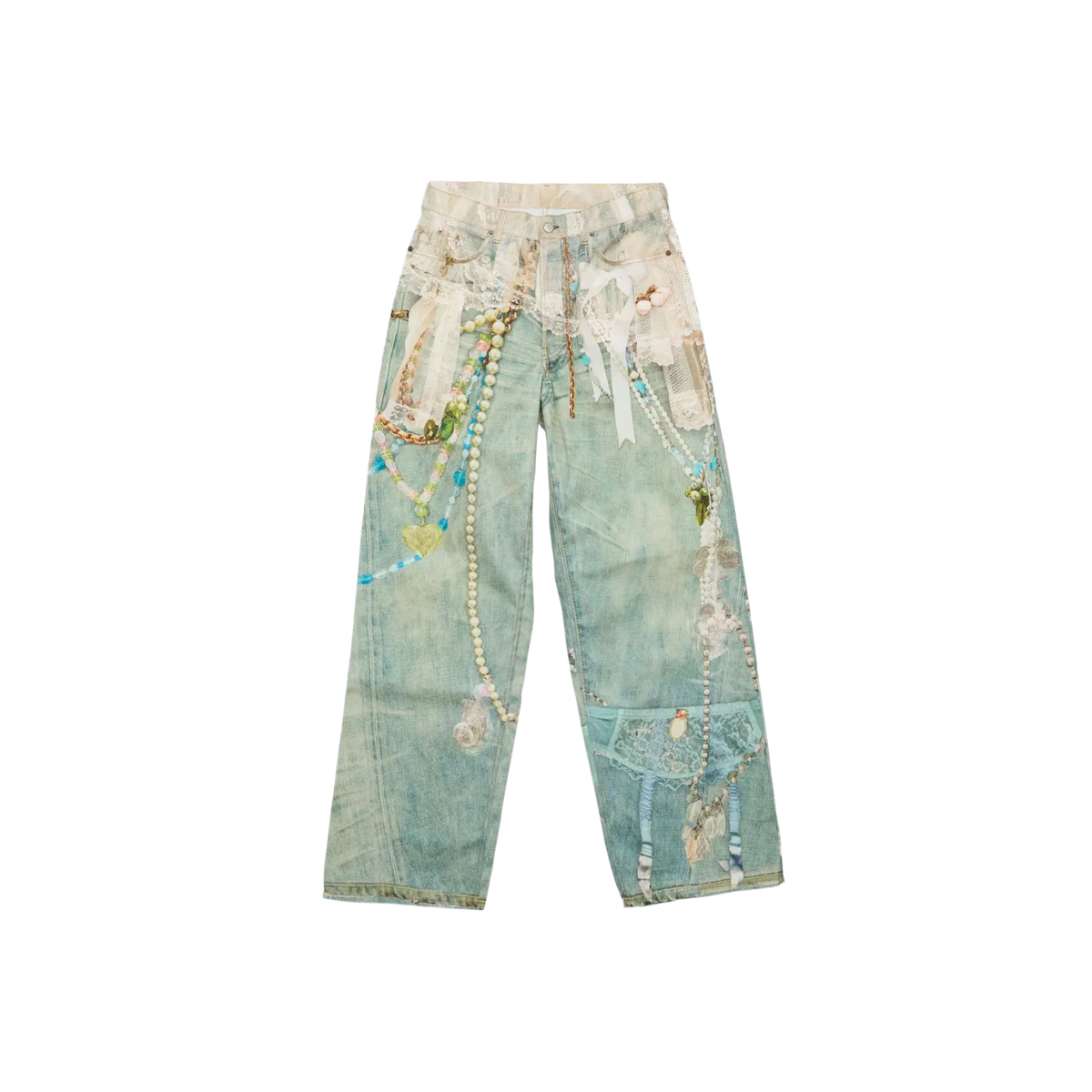 Acne Studios Lace Wide leg Jeans Mid Blu