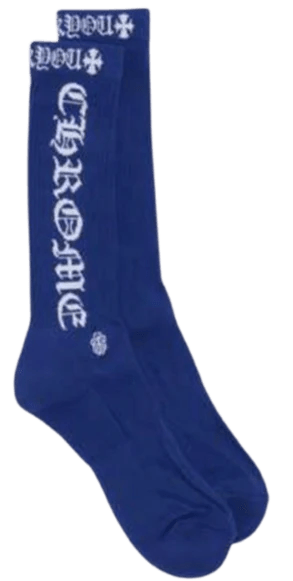 Chrome Hearts Fuck You Logo Socks Blue