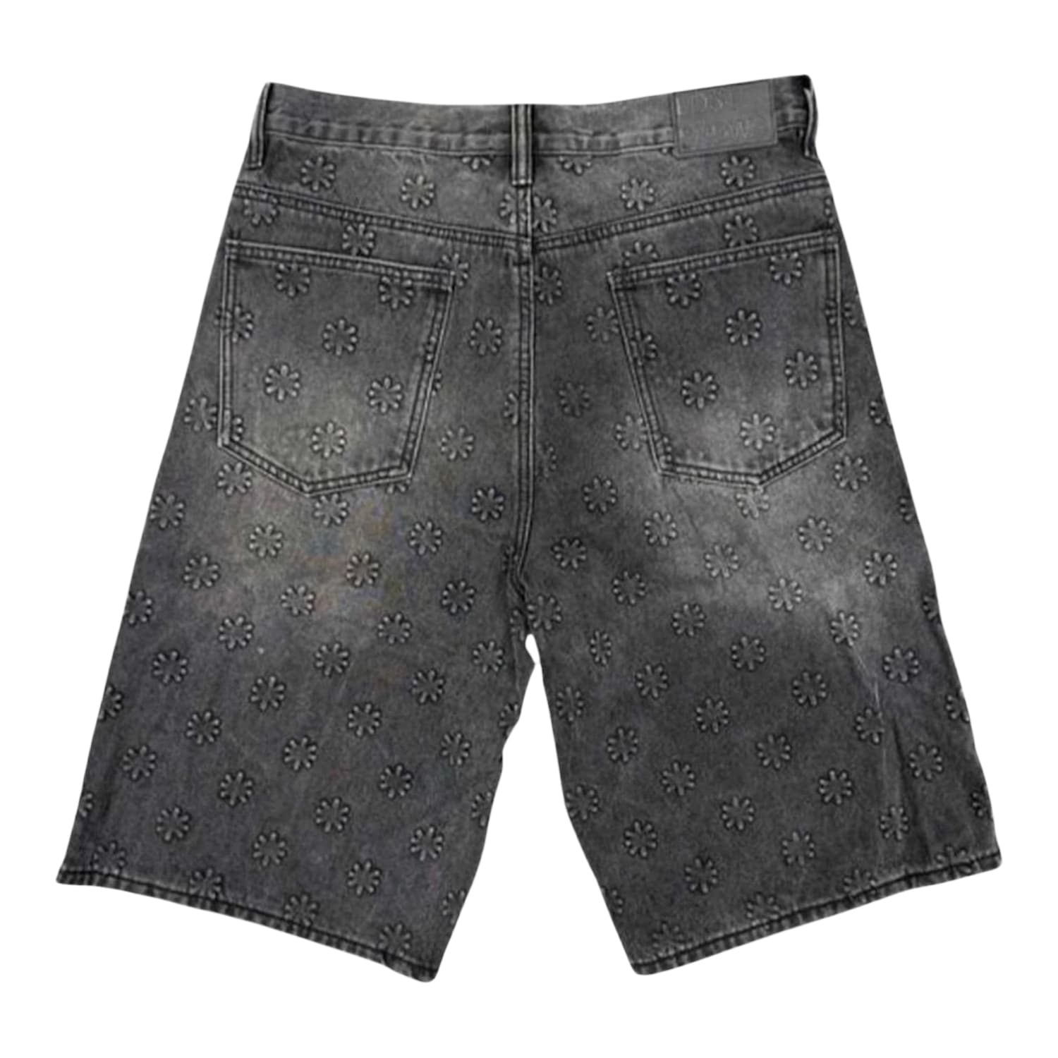 LostShdws Embossed Jean Shorts Black