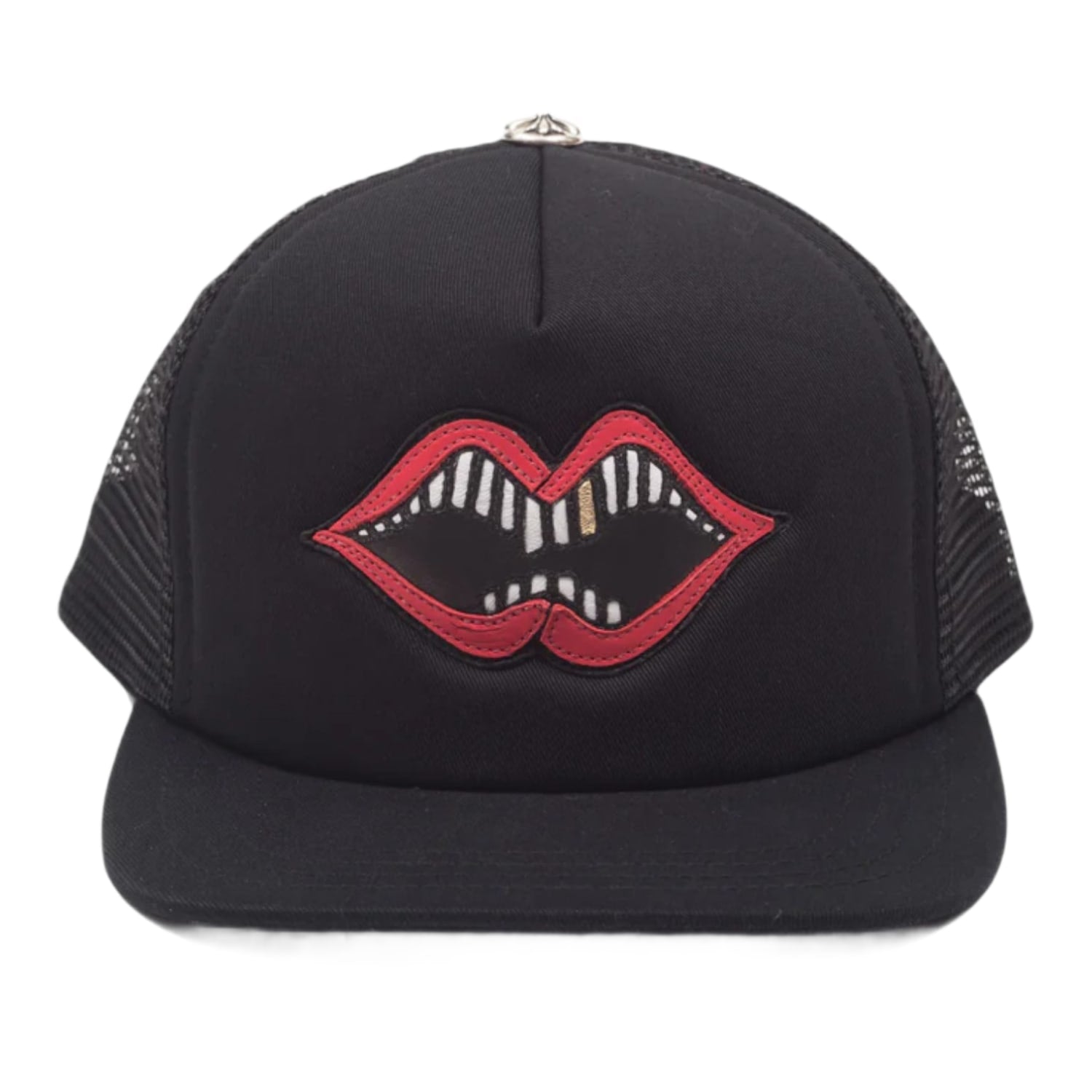 Chrome Hearts Leather Chomper Patch Trucker Hat Black