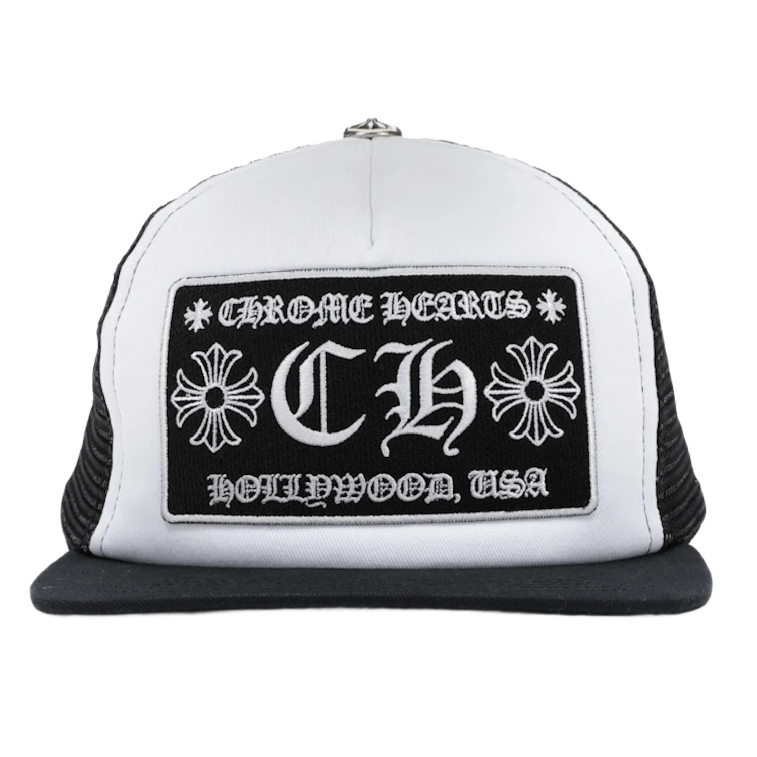 Chrome Hearts CH Hollywood Trucker Hat Black/White