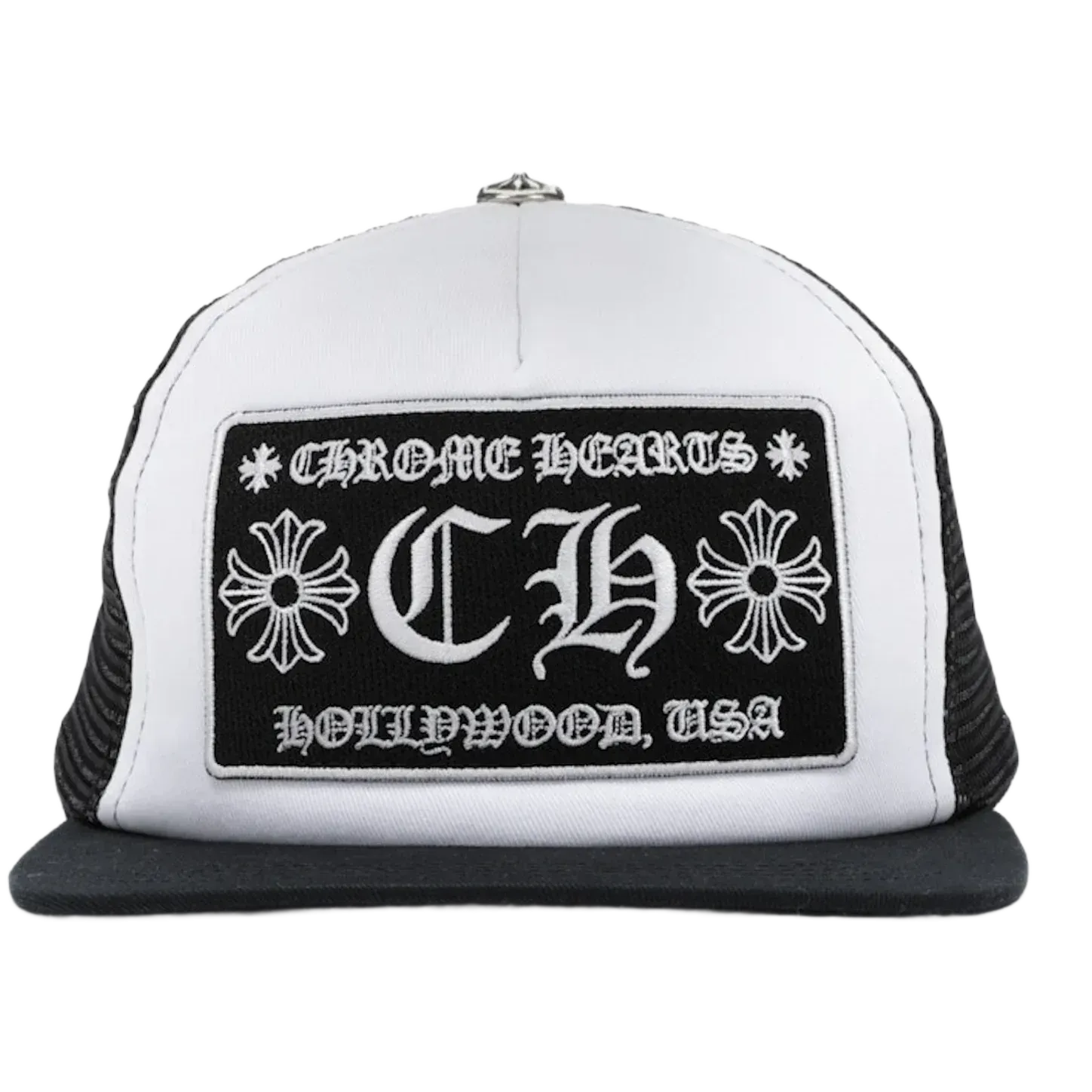 Chrome Hearts CH Hollywood Trucker Hat Black/White