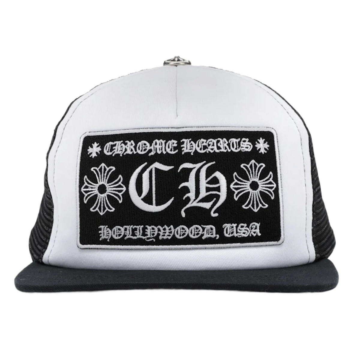 Chrome Hearts CH Hollywood Trucker Hat Black/White