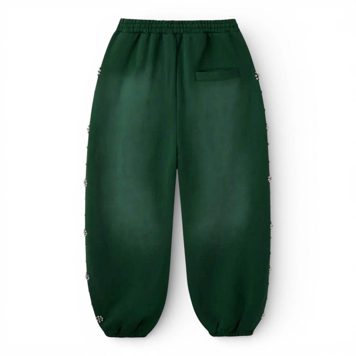 Happy Memories Don't Die HMDD Green Flower Studded Scrunch Sweatpants
