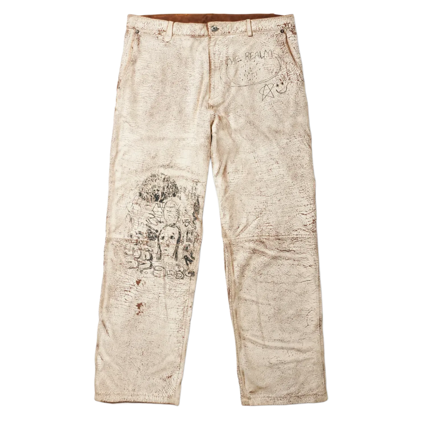 Paly Hollywood The Realm Painted Suede Pant Cream