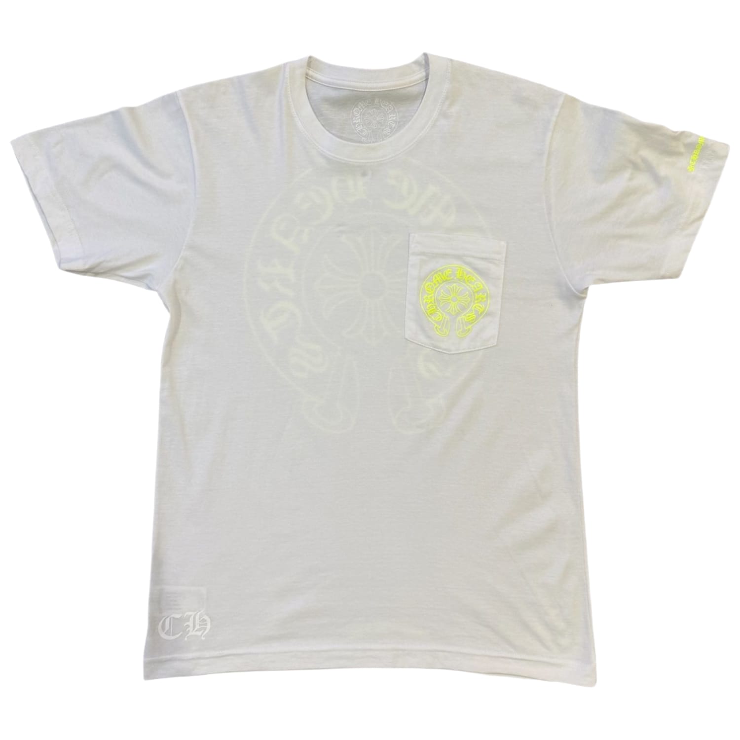 Chrome Hearts Fluorescent Green Horseshoe T-Shirt White