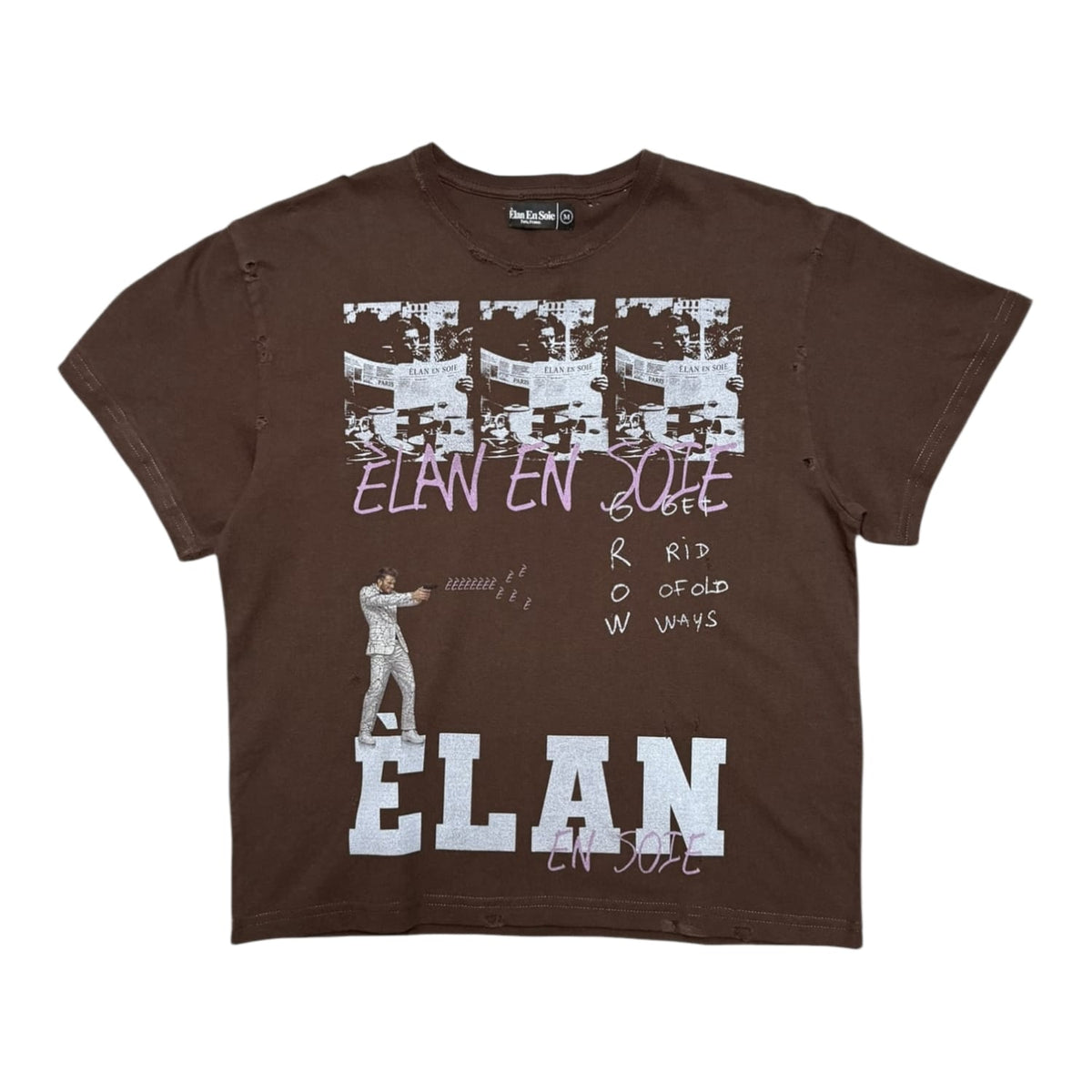 Èlan En Soie Newspaper T-Shirt Brown
