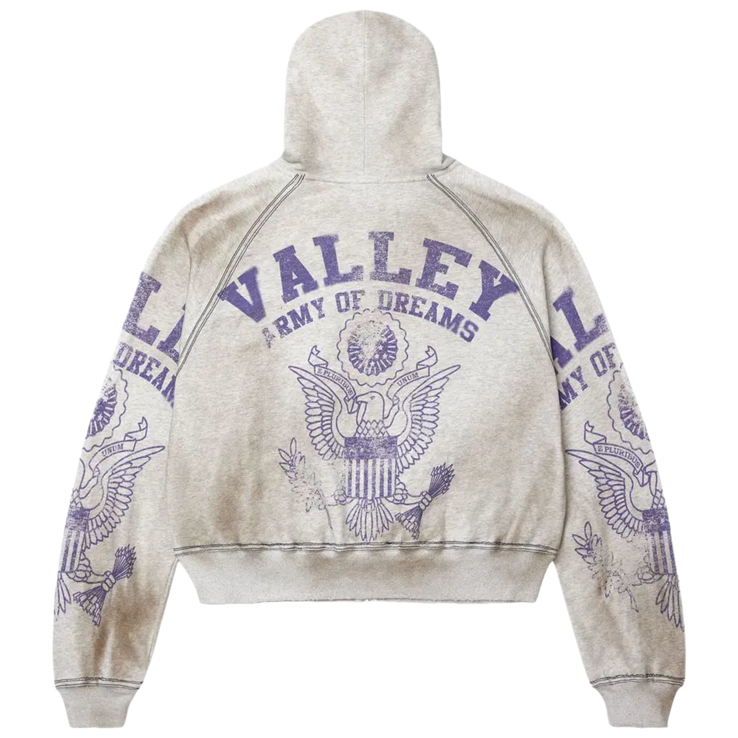 Vale Forever Army Zip Up Hoodie Grey