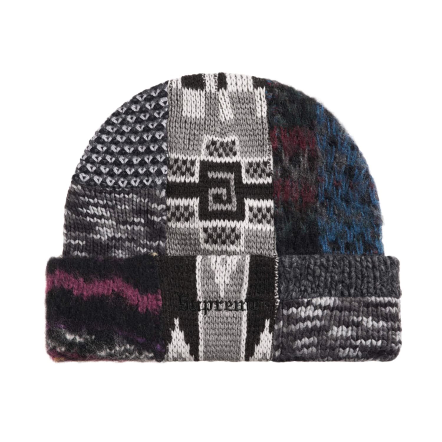 Supreme Patchwork Beanie Grey