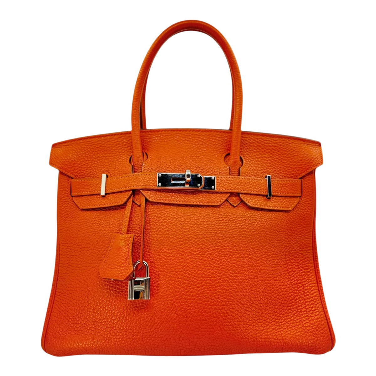 Hermes Birkin 30 Handbag Orange Togo Leather with Palladium Hardware