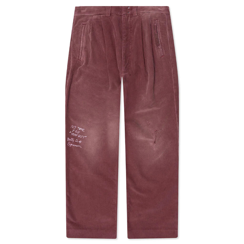 Paly Hollywood Synanon Corduroy Pleated Pants Burgundy