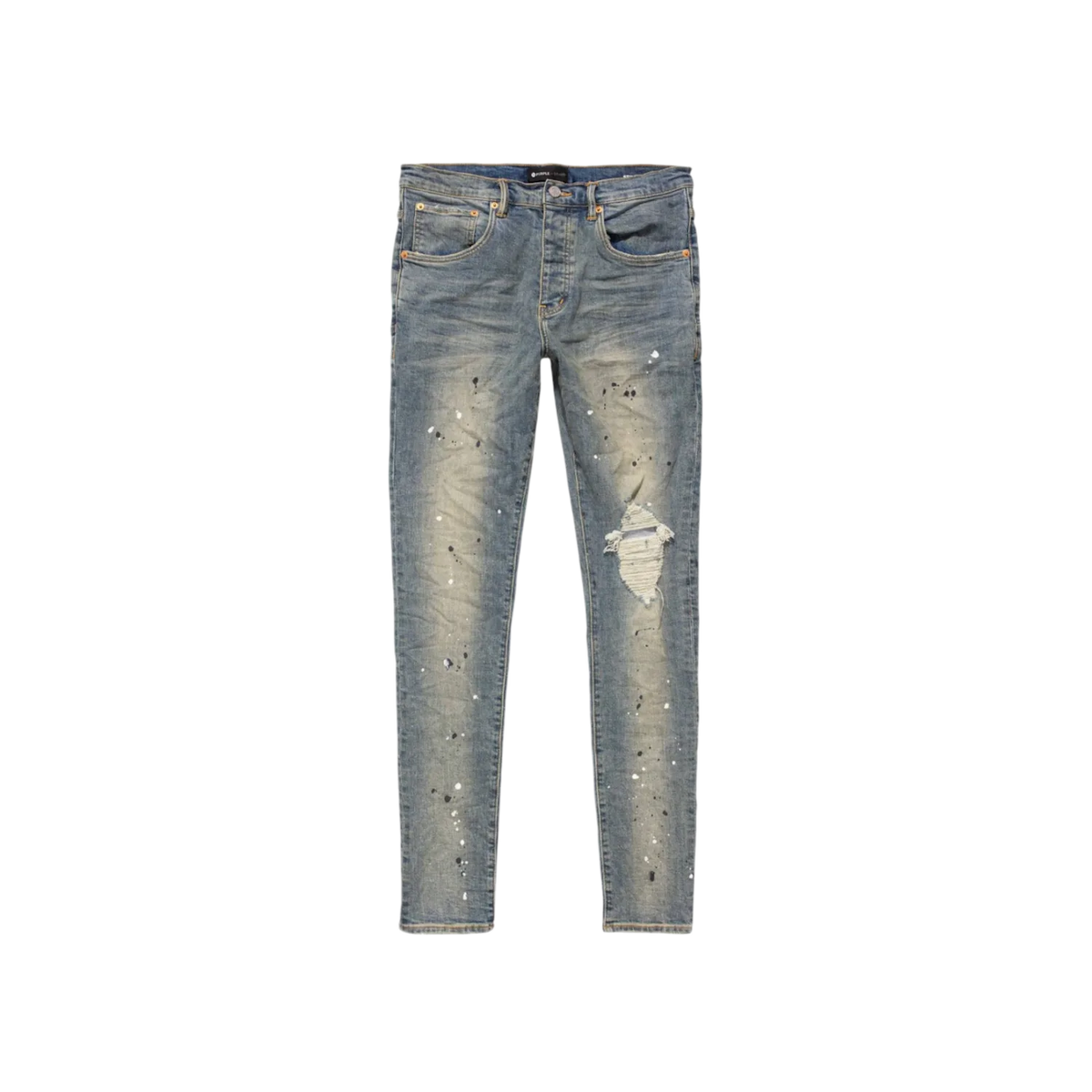 Purple Brand Purple Brand Mid Rise Destroy Paint Jeans Blue