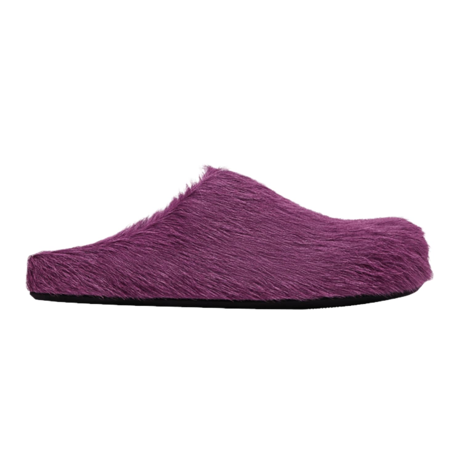 Marni Long Hair Calfskin Fussbett Sabot Mule Lilac
