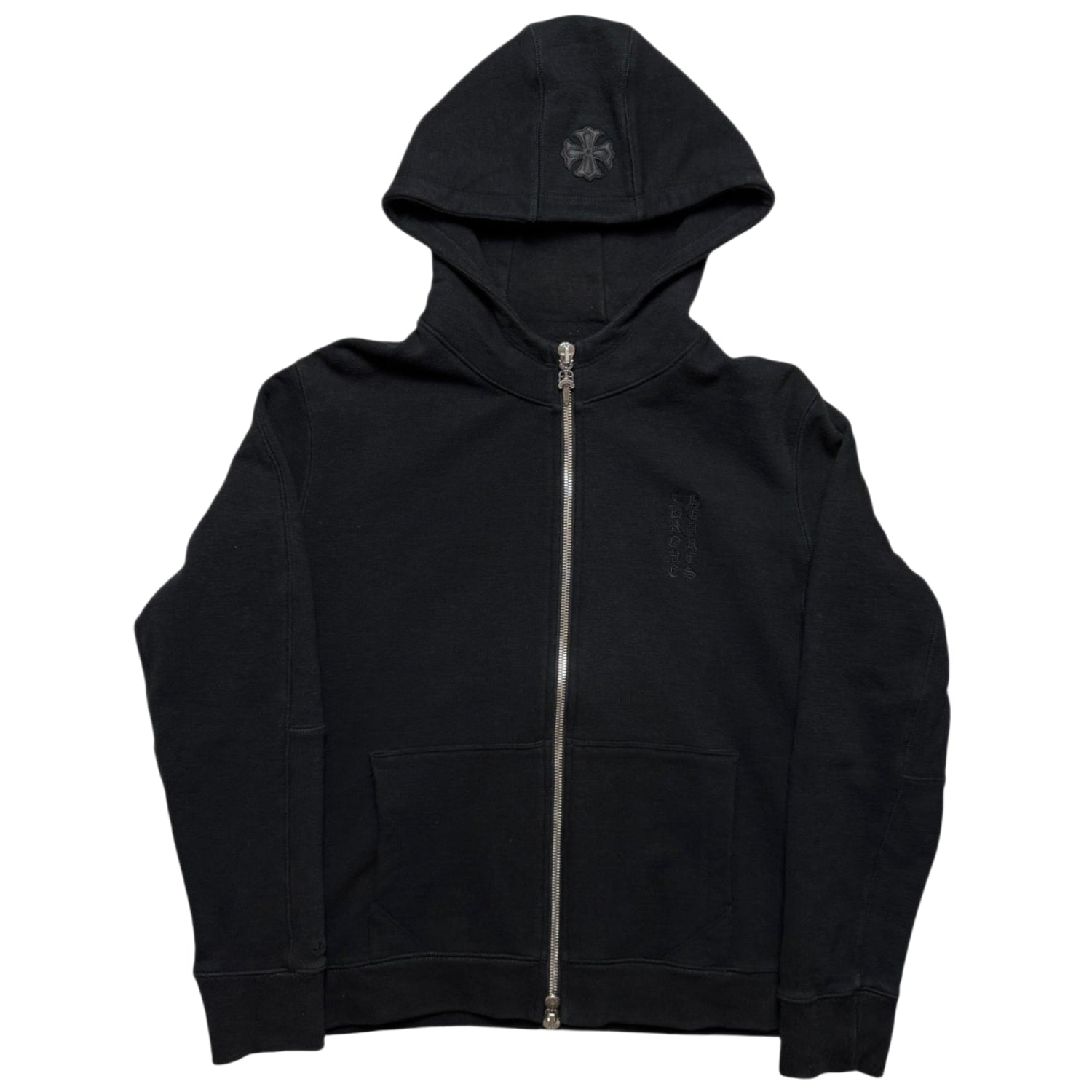 Chrome Hearts Fuck You Embroidered Script Plus Patch Zip Up Hoodie Black
