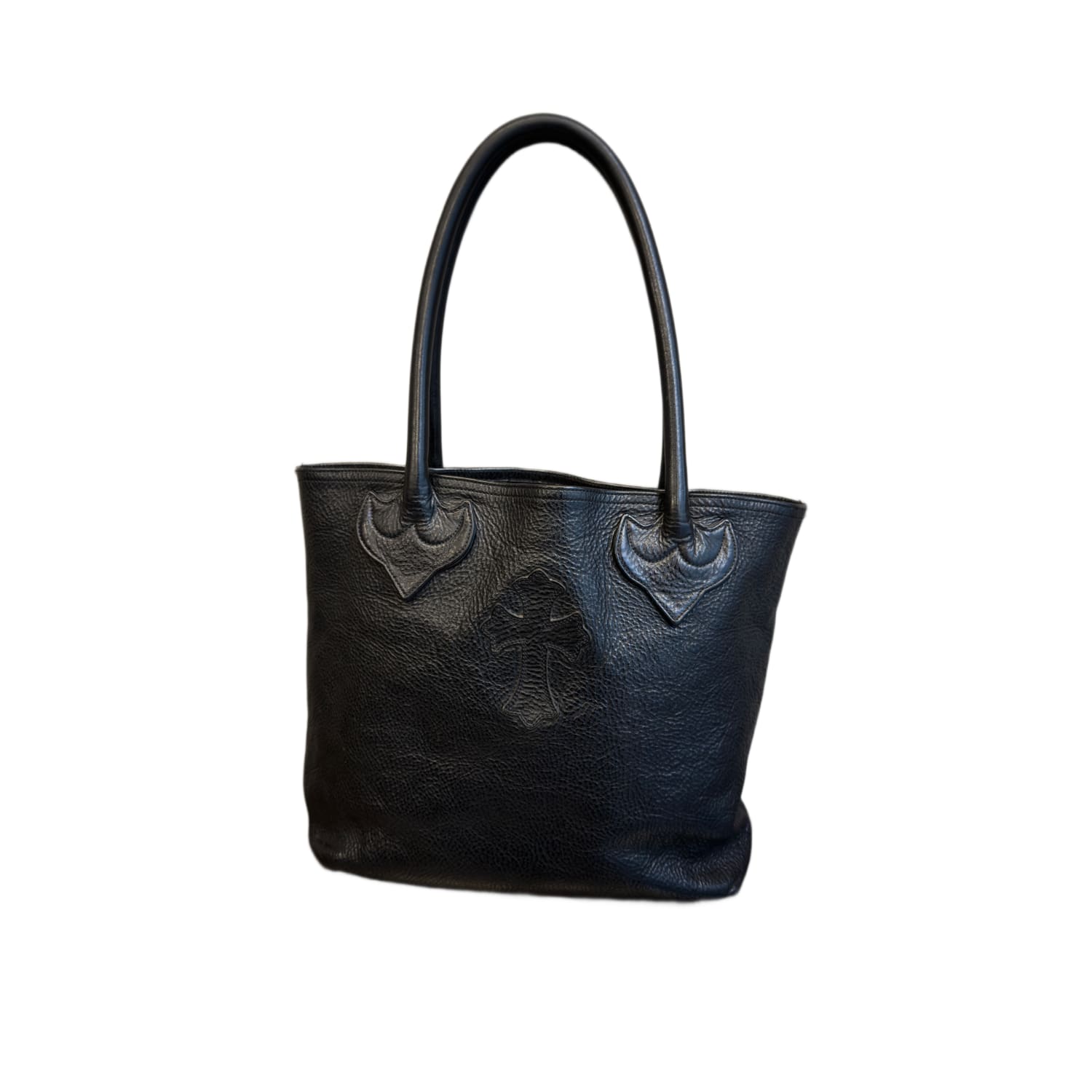 Chrome Hearts Cross Patch Black Leather Tote Bag