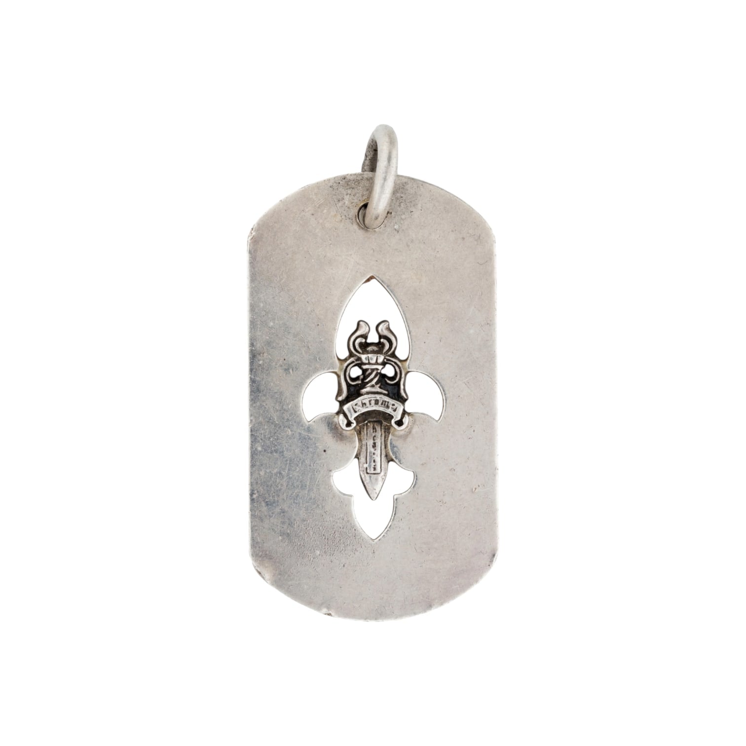 Chrome Hearts Dog Tag Dagger Silver Pendant Necklace