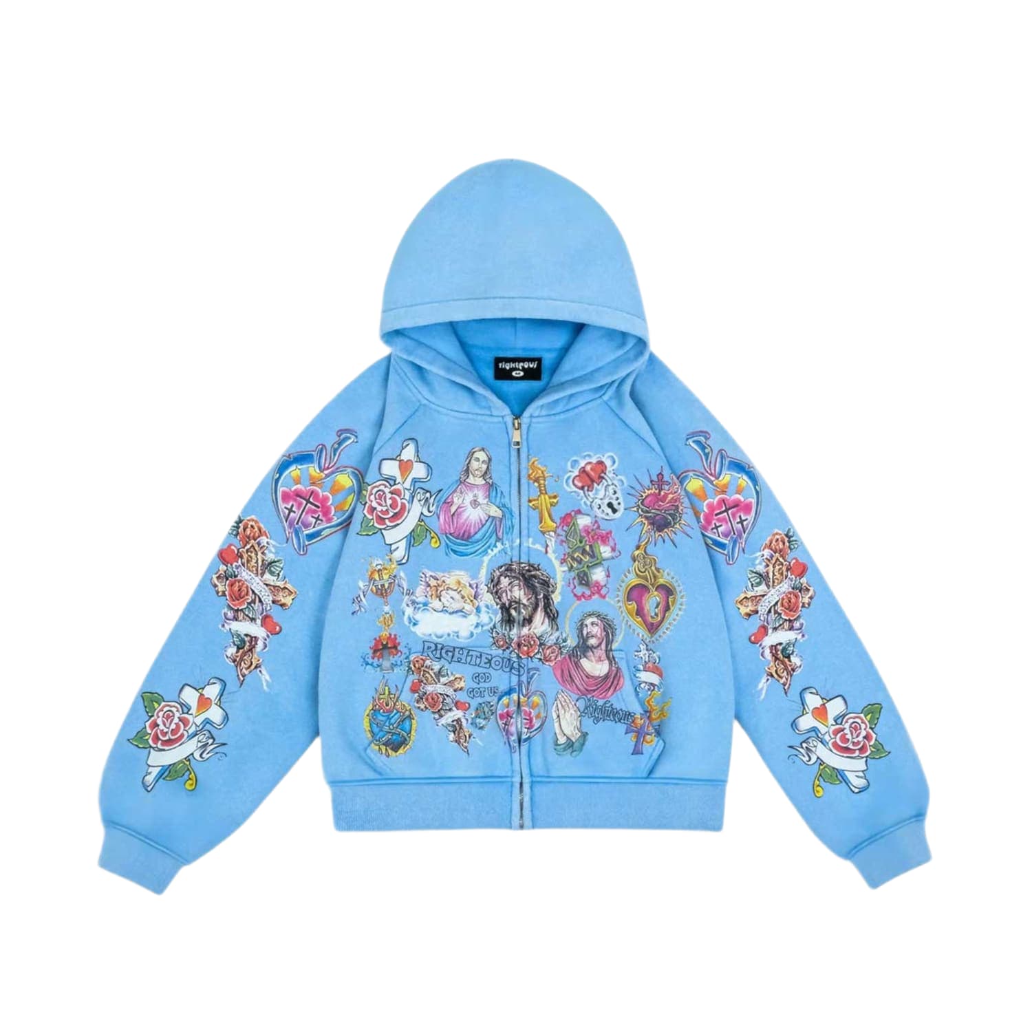 Righteous Risen King Zip Up Hoodie Blue