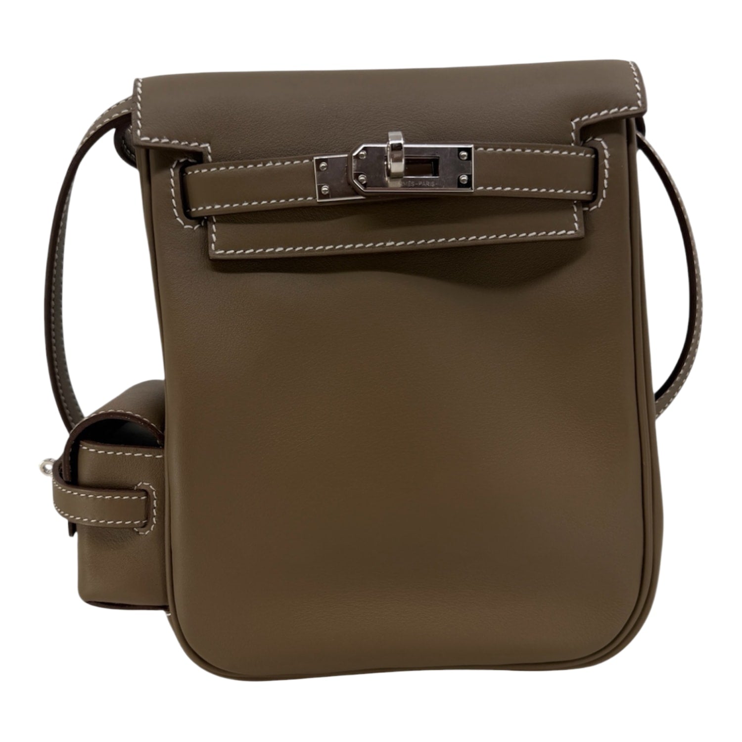 Hermes Mini Kelly Jump Backpack Etoupe Swift with Palladium Hardware