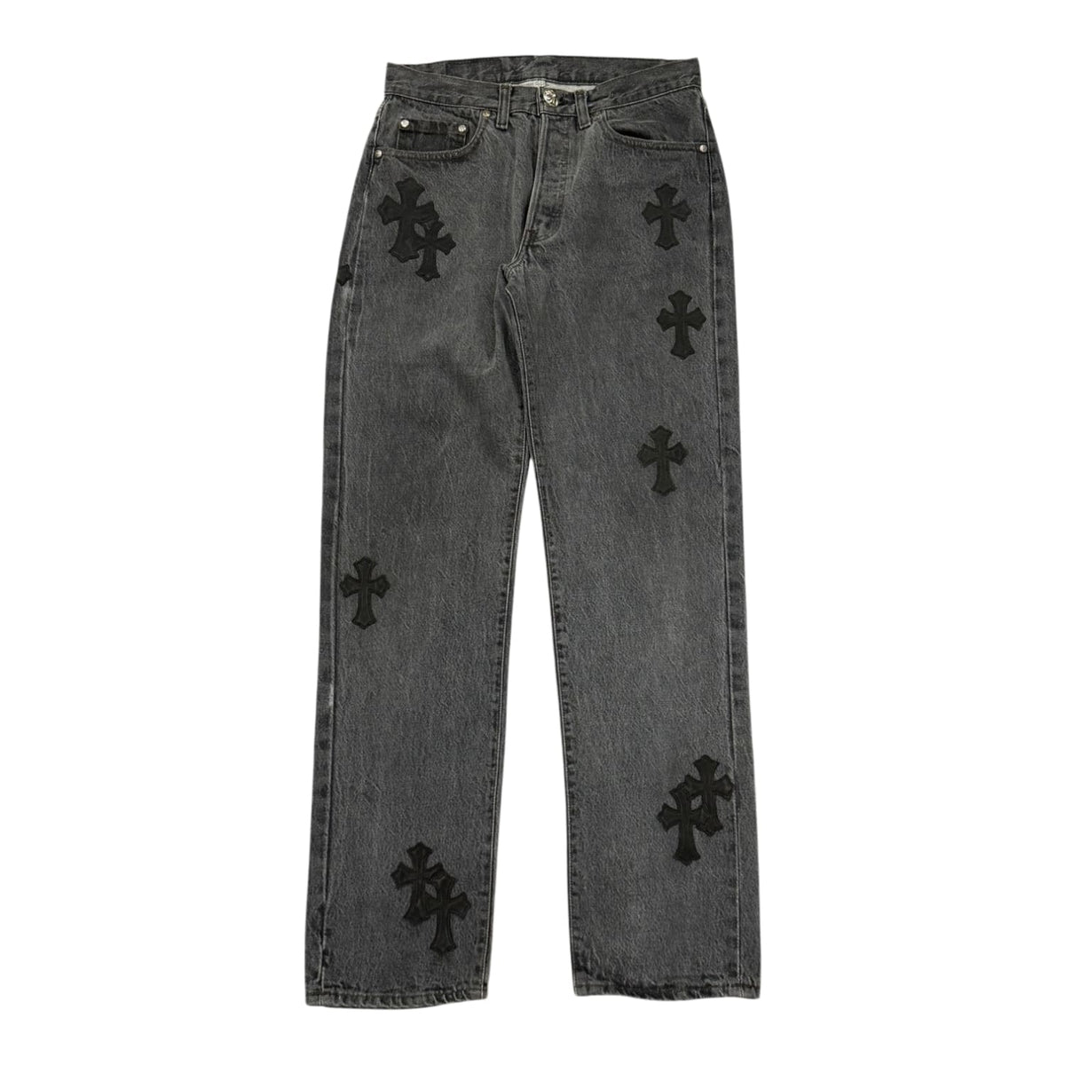 Chrome Hearts Vintage Levi's 501 Black Cross Patch Jeans Grey