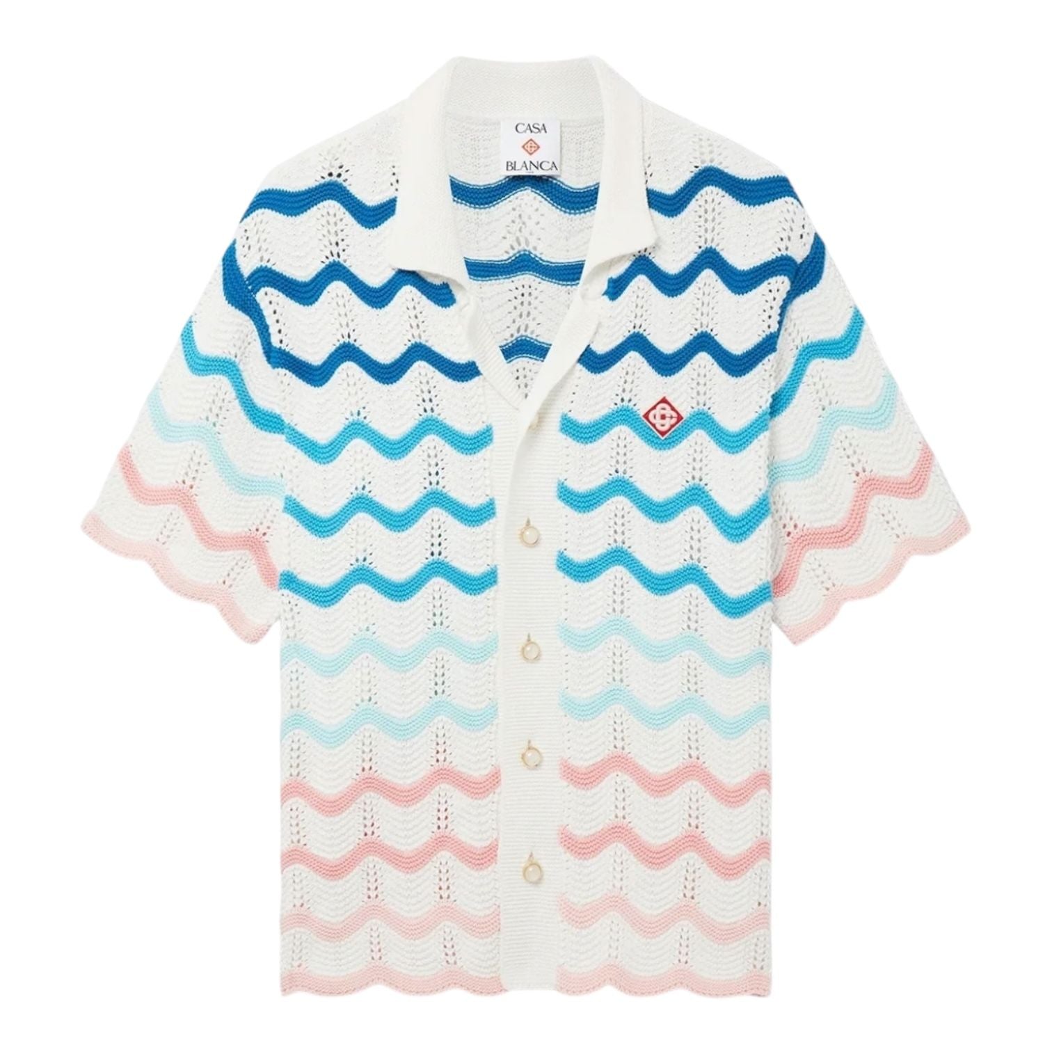 Casablanca Knit Gradient Orange Wave Texture Button Up Shirt