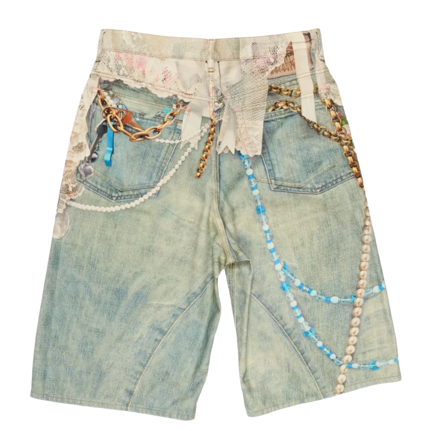 Acne Studios Lace Denim Shorts Blue